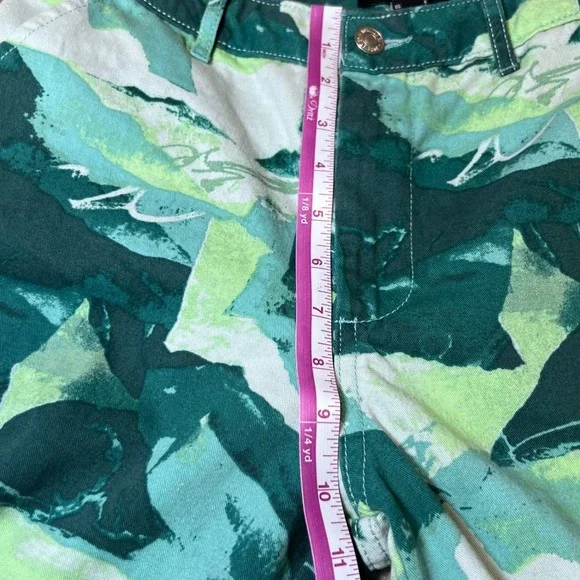 Forever 21 Womens Size Small Cargo Pants Teal Green Abstract Wide Leg Y2K - Picture 10 of 16